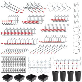 240Pcs Pegboard Hooks Assortment Garage Pegboard Accessories Organizer Kit 1/8 and 1/4 inch Peg Board Hooks for Organizing Various Tools