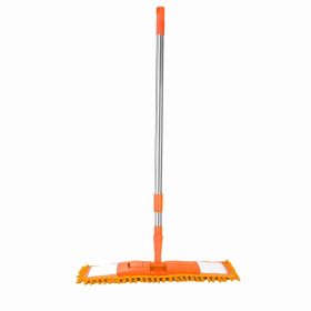 Microfiber Mop Metal Floor Dust Hairs Cleaning 360otatable Washable Refill Pads Hard Handle (Orange)