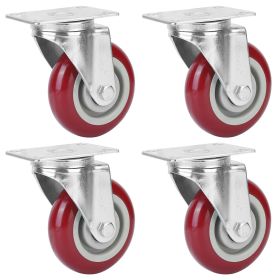 4 Packs 4In Swivel Caster Wheels Heavy Duty PU Rollers with 360 Degree No Noise Swivel Plate