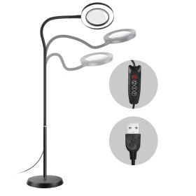 8X Floor Magnifying Glass with Light Stand 72 LEDagnifying Lamp with 11-Level Brightness Stepless Dimmable 3 Lighting Modes 3 Height for Reading Sew