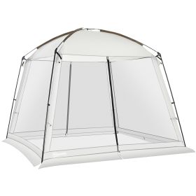 Outsunny 10'x10' Mesh Tent w/ 2 Doors Carry Bag and Breathable Walls, UV50+ Protection Screen House, Easy Setup and Pack, White
