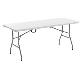 6 Ft Plastic Folding Table Portable Picnic Utility Table Handle Indoor Outdoor