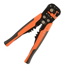 Self-Adjusting Insulation Wire Stripper 10-24AWG Cable Cutter Crimper Solid Wire Stripping Pliers (Option: Oragnge)