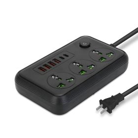 Power Strip with 5.9FT Extension Cord 3 AC Outlets and 4 USB A Ports 2 USB C Port 2500W Wall Mount Outlet Extender for Home Office Dorm Travel (Option: 9Portg_Black)