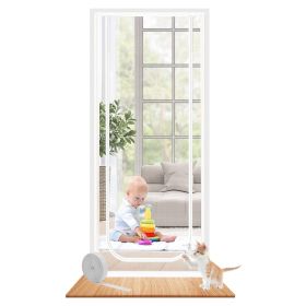 Mesh Door Screen Enhanced Scratch-Proof Heavy Duty Pet Proof Screen with Double Sided Zipper for Home Bedroom Living Room Kitchen (Option: 90_21g0CM)