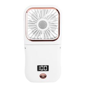 5 In 1 Folding Mini Fan Hands-free Rechargeable Neck Fan Handheld Fan with 3 Speeds Power Bank Phone Holder Neck Strap for Home Office Travel Dormitor (Option: Whitge)