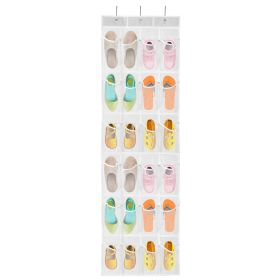 Over the Door Shoes Rack 24-Mesh-Pocket Organizer 6-Layer Hanging Storage Shelf for Shoes Slippers Small Toys Closet Cabinet (Option: Whgite)