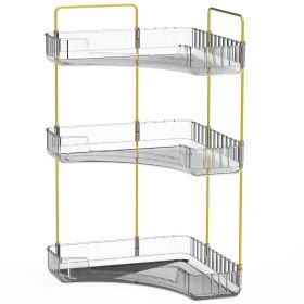 Bathroom Countertop Organizer 3 Tier Corner Makeup Storage Shelf Vanity Cosmetic Perfume Tray Clear Corner Rack for Bedroom Bathroom Kitchen (Option: 3Tier_gWhite)