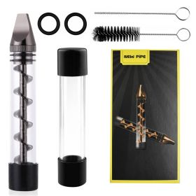 Glass Blunt Pipe Twisty 7-in-1 Grinder Blunt Kit w/ Smoking Metal Tip Cleaning Brush (Option: Gge(Gunmetal)