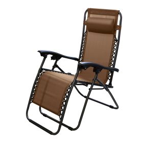 Zero Gravity Lounge Chair 330lbs Load Foldable Recliner Chair w/ Stress Relief Pillow Patio Poolside Beach Lying Chair (Option: Brg(Brown)(1PC)