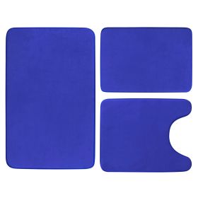 3Pcs Bathroom Rug Set Plush Velvet Bath Carpet Anti-Slip Memory Foam Mat For Tub Shower Bathroom (Option: Blueg)