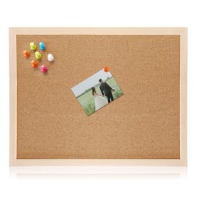 Notice Cork Board Double Sided Bulletin Board w/ Wood Frame Pushpin Hangers Hemp Rope for School Home Office Shop (Option: 60_5g0)