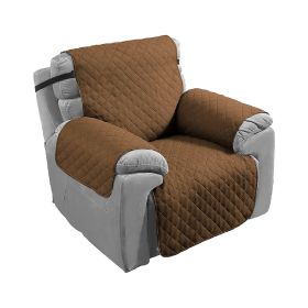 Reversible Sofa Cover Chair Loveseat Couch Slipcover Microfiber Cushion Furniture Protector Shield Water-Resistant w/ Elastic Strap for Kids Pet Dog C (Option: 1S_Chogcolate)