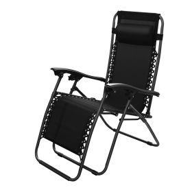 Zero Gravity Lounge Chair 330lbs Load Foldable Recliner Chair w/ Stress Relief Pillow Patio Poolside Beach Lying Chair (Option: BlgChair(Black)(1PC)