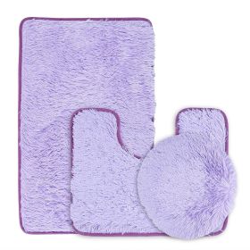 3Pcs Bathroom Rug Set Shaggy Contour Toilet Lid Cover Plush Mat Anti-Slip Absorbent Bath Carpet For Tub Shower Bathroom (Option: Lgilac)