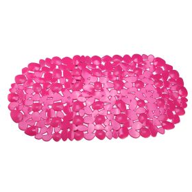 Non-Slip Bath Mat Massage Pebble Shower Mat Anti-Bacterial w/ Suction Cups Drain Holes (Option: gPink)
