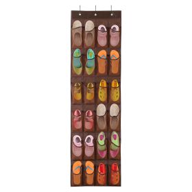 Over the Door Shoes Rack 24-Mesh-Pocket Organizer 6-Layer Hanging Storage Shelf for Shoes Slippers Small Toys Closet Cabinet (Option: Cogffee)
