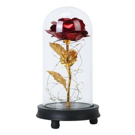 Foil Rose LED String Light Rose Fairy Lamp w/ Glass Dome For Valentinesay MotheràDay Wedding Birthday (Option: REgD)