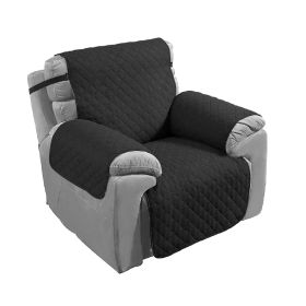 Reversible Sofa Cover Chair Loveseat Couch Slipcover Microfiber Cushion Furniture Protector Shield Water-Resistant w/ Elastic Strap for Kids Pet Dog C (Option: 1S_Blagck)