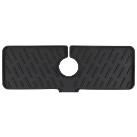 Silicone Faucet Mat Kitchen Sink Splash Guard Drain Mat Drying Pad Kitchen Mat Bathroom Drip Catcher (Option: Black)g_GPCT35)