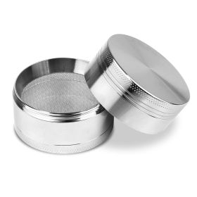 Magnetic Herb Spice Tobacco Grinder 2-inch 4-Piece Zinc Alloy Crusher Kitchen Mill with Pollen Scraper (Option: rignder(Silver)