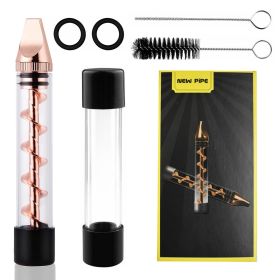 Glass Blunt Pipe Twisty 7-in-1 Grinder Blunt Kit w/ Smoking Metal Tip Cleaning Brush (Option: Rge(RoseGold)