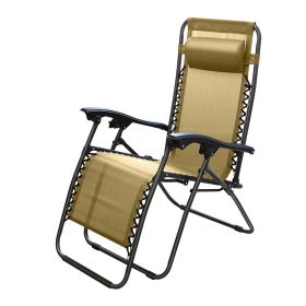 Zero Gravity Lounge Chair 330lbs Load Foldable Recliner Chair w/ Stress Relief Pillow Patio Poolside Beach Lying Chair (Option: g(Tan)(1PC)