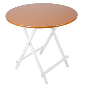 31.5in Round High Top Folding Table 2.6FT Iron Bar Foldable Wooden Dining Desk w/ 4 Anti-Slip Stoppers Bamboo Walnut For Dinner Snack Coffee Laptop (Option: Bamgboo)