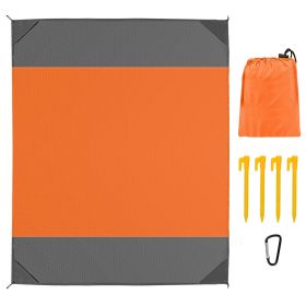 82.6x78.7in Sand Proof Picnic Blanket Water Resistant Foldable Camping Beach Mat w/ 4 Anchors 1 Carry Bag For 2-3 People (Color: Orange, size: medium)