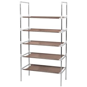 5 Tiers Shoes Rack Shelves 15 Pairs Shoes Storage Organizer Stand Tower Stackable Shoe Holder (Option: Brgown)