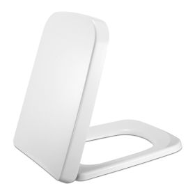Square Toilet Seat with Grip-Tight Seat Bumpers Heavy-Duty Quiet-Close Quick-Release Easy Cleaning White UK (Option: UKg)