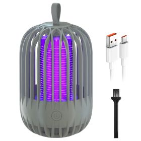 900V High Voltage Cordless Indoor Bug Zapper Type C Rechargeable Mosquito Lamp Trap Portable Electric Mosquito Killer with Hanging Strap Night Light f (Option: Grey)_gGPCT532)