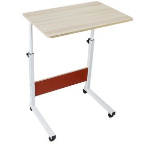 23.62x15.74x35in Mobile Laptop Desk Height Adjustable Rolling Wheels 77LBS Load Standing Table Sofa Bed Side Desk Cart Home Office Use (Option: WhiteMaple)g_(M)