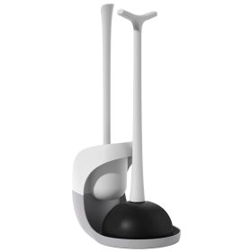 Toilet Plunger and Brush Combo Set with Ventilated Holder 2 in 1 Toilet Cleaning Tools Set with Caddy Stand for Bathroom (Option: Blgack)