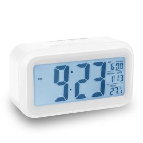 iMounTEK Digital Clock w/ LCD Backlight Alarm Snooze Temperature Calendar Display Light Sensor Eye-Friendly (Option: ocgk(White)