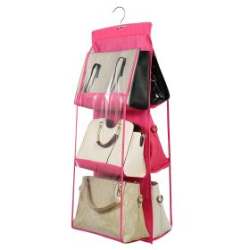 Hanging Handbag Organizer w/ 6 Pockets Closet Purse Storage Shelves Holder Hanging Shelf Bag (Option: erg(Rose)